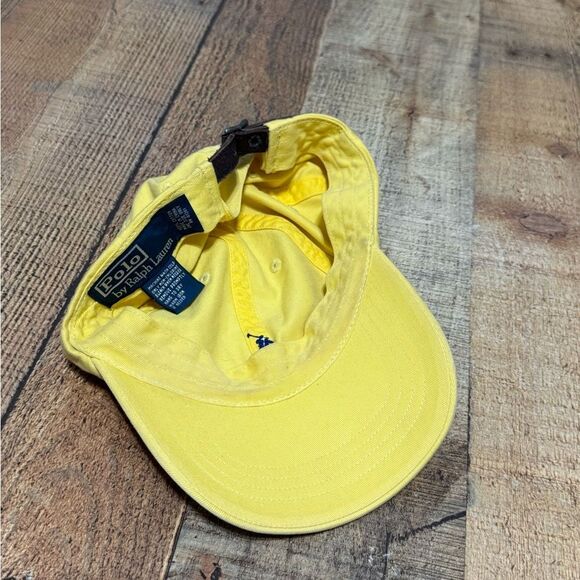 POLO RALPH LAUREN YELLOW CAP HAT ADJUSTABLE LEATHER STRAPBACK BASEBALL ONE SIZE - Picture 7 of 8
